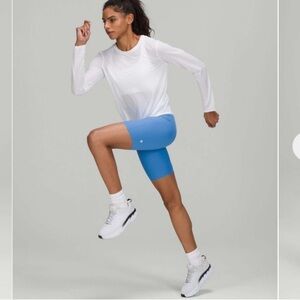 Lululemon base pace high-rise short 8” ribbed nulux blue nile . Size 4